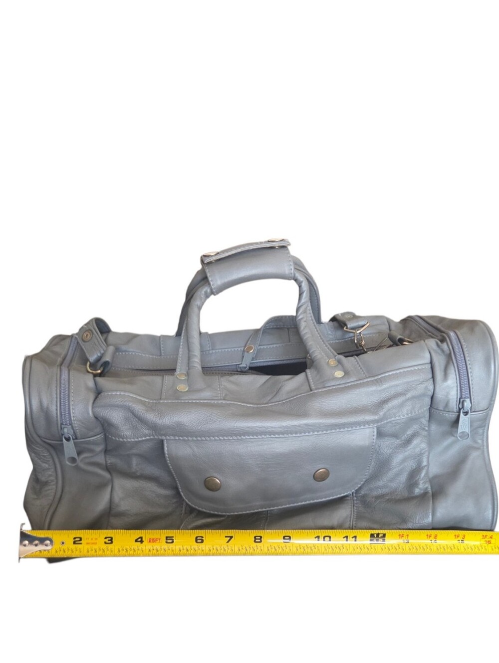 Vintage Lopez Camacho Genuine Leather Duffel Bag Weekender Grey
